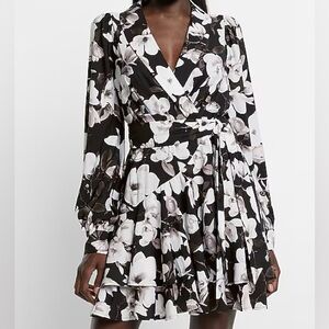 Express Floral Long Sleeve Dress L